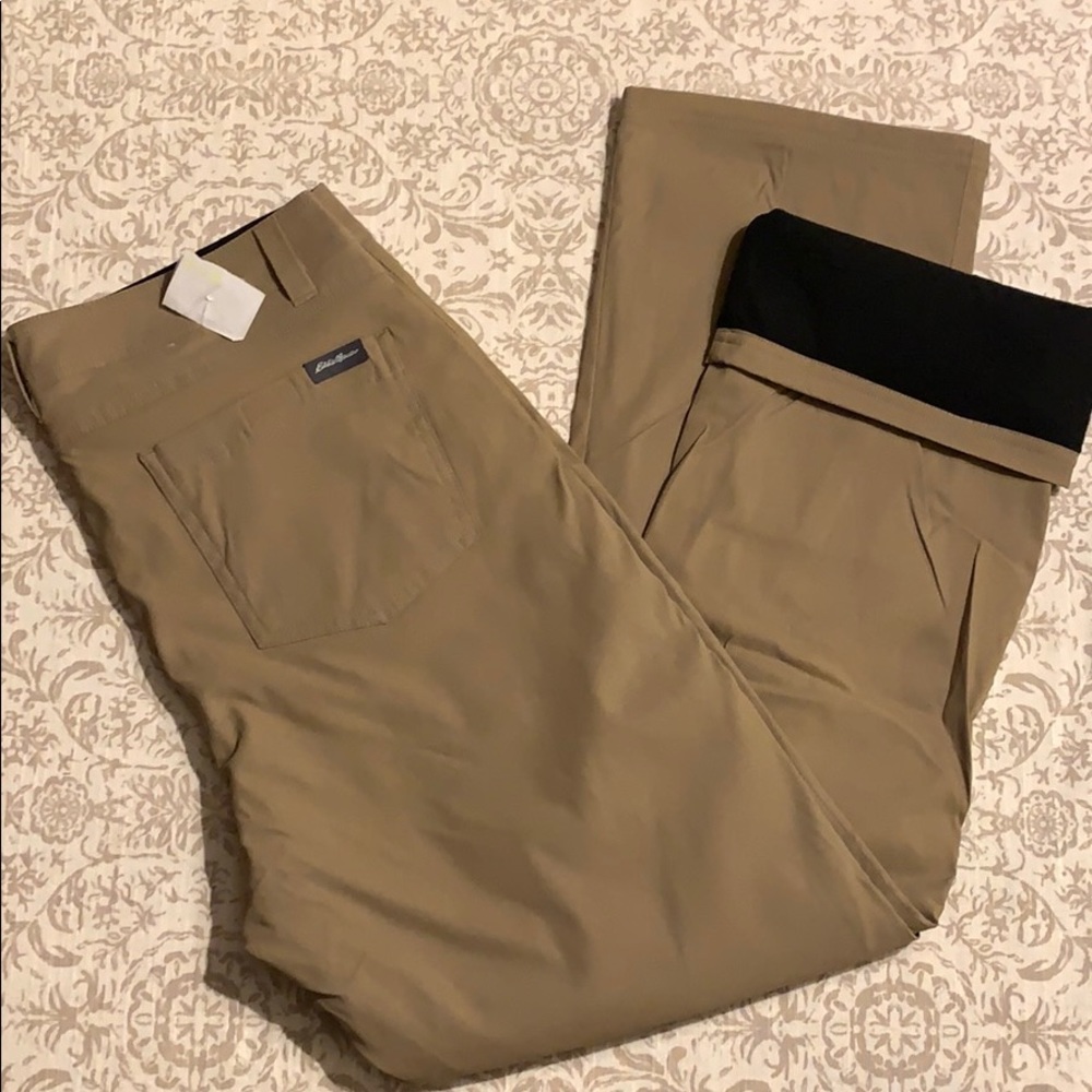 FLEECE LINED TAN PANTS - EDDIE BAUER
